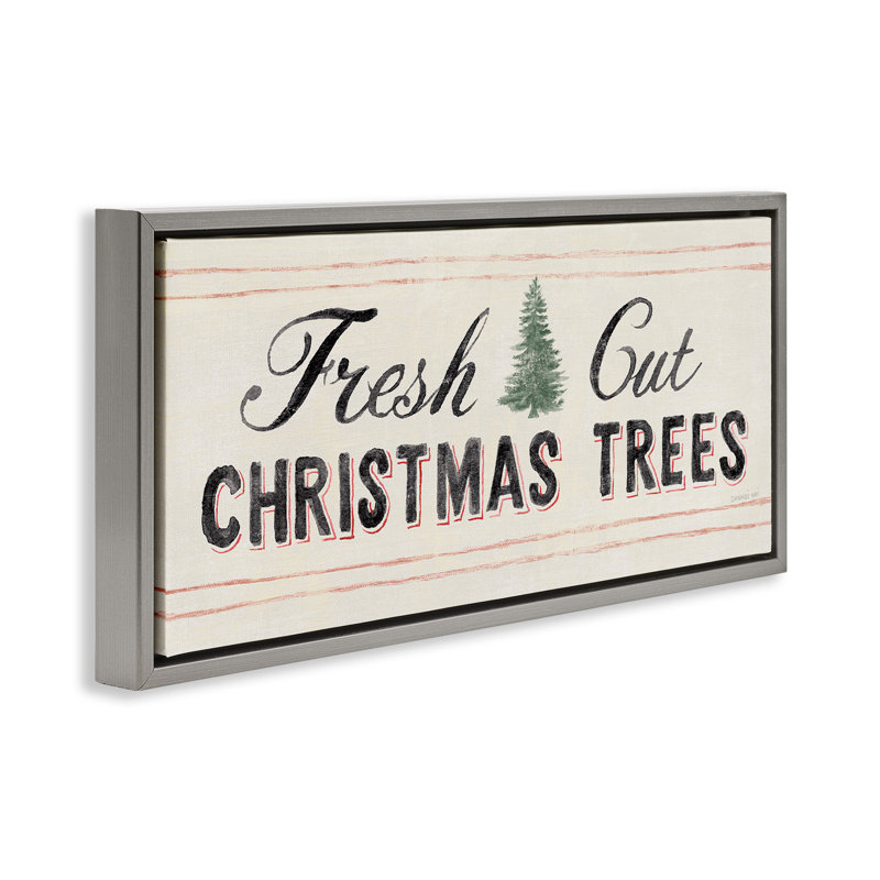 Arbres de Noël frais coupés rétro, Cadre flottant gris lustré, H 14 po x l 31 po