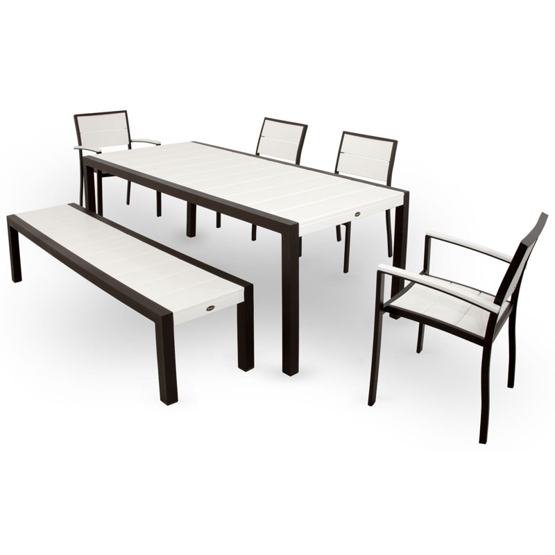 Ensemble repas 6 pièces POLYWOOD Surf City, Bronze texturé / Blanc classique