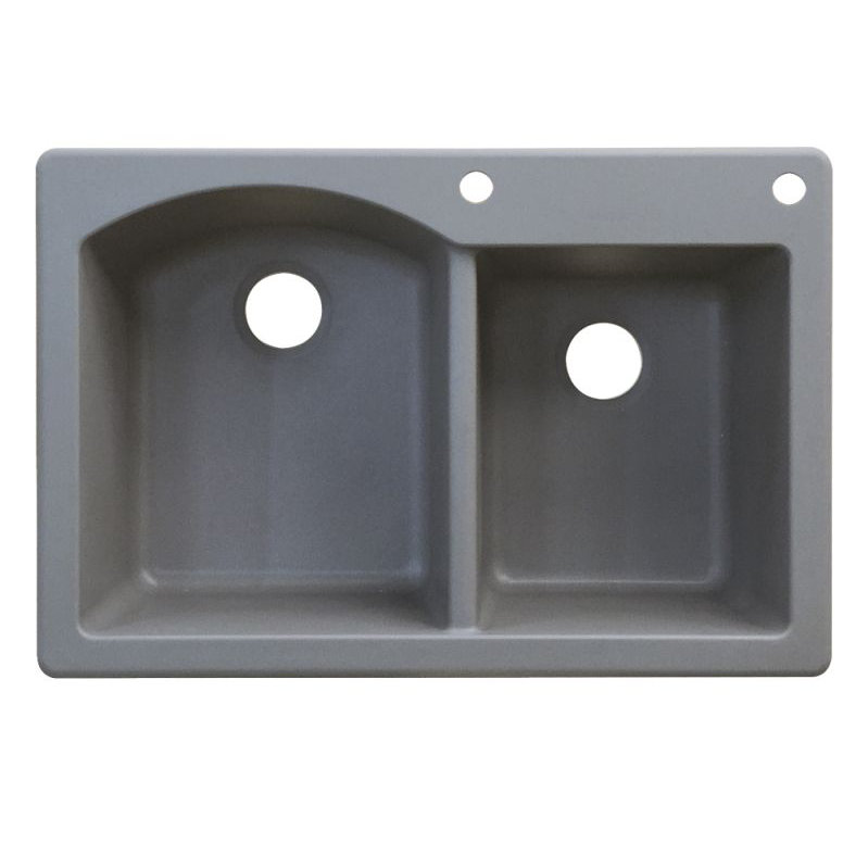 Évier de cuisine à double cuves l 33 po x l 22 po Aversa, 1 hole, Gris