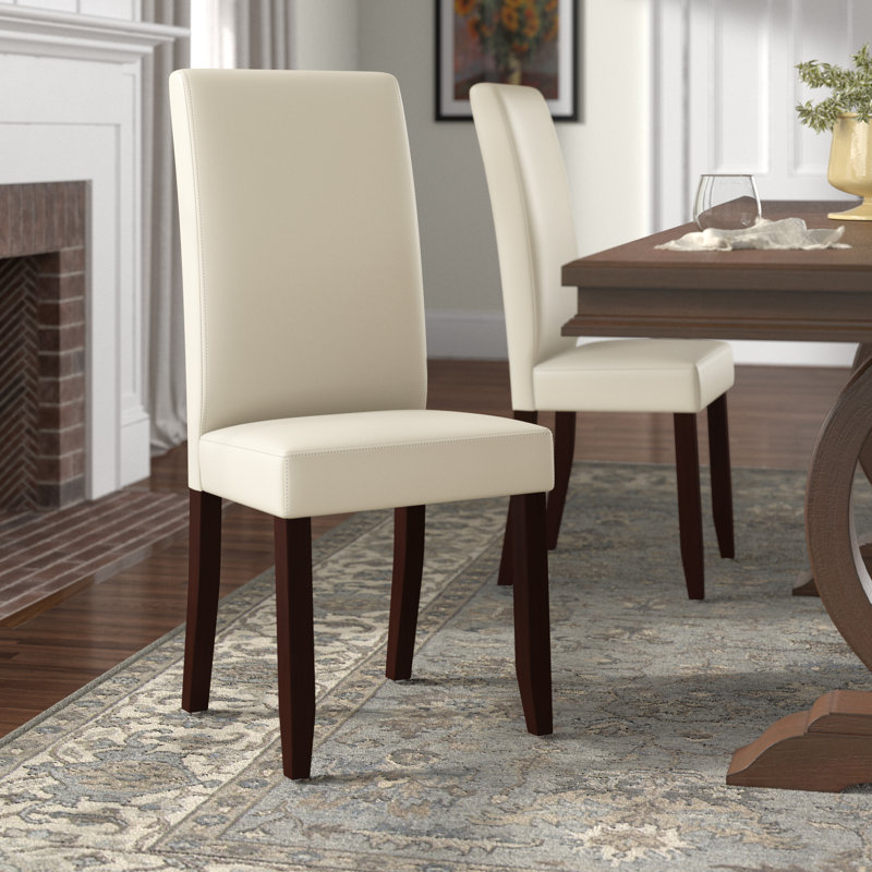 Acadian Andover Upholstered Parson Dining Chair with Tufted Backrest and Solid Wood Frame, Satin Cream