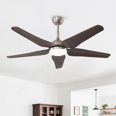 Ventilateur de plafond 52 po avec lumières Ventilateurs de moteur à courant continu silencieux à 6 vitesses, ventilateur de plafond réversible, pour salon de patio, chambre à coucher