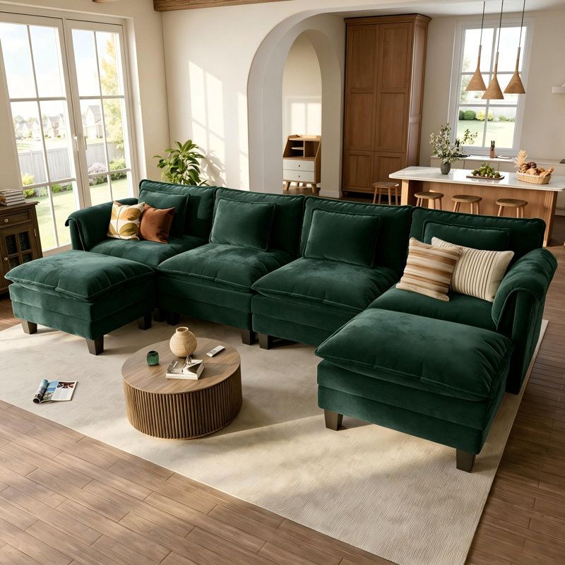 Canapé modulaire en U rembourré en forme de U avec tissu de chenille