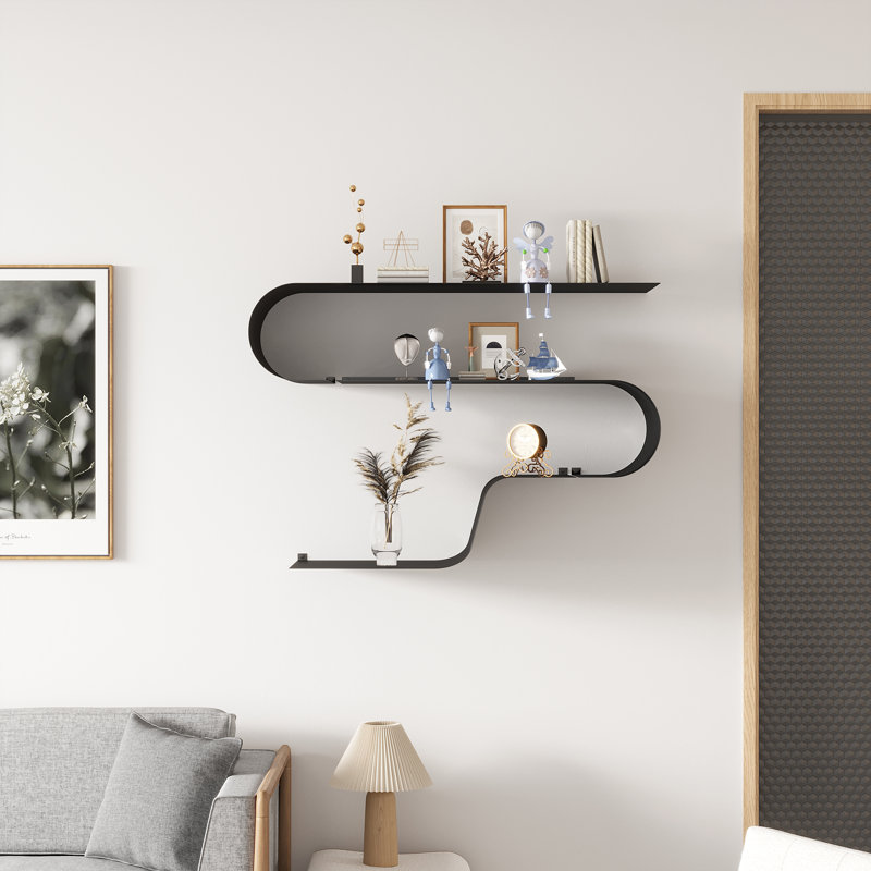 Stylish Metal Floating Shelves for Customized Wall Displays (Set of 3), Black