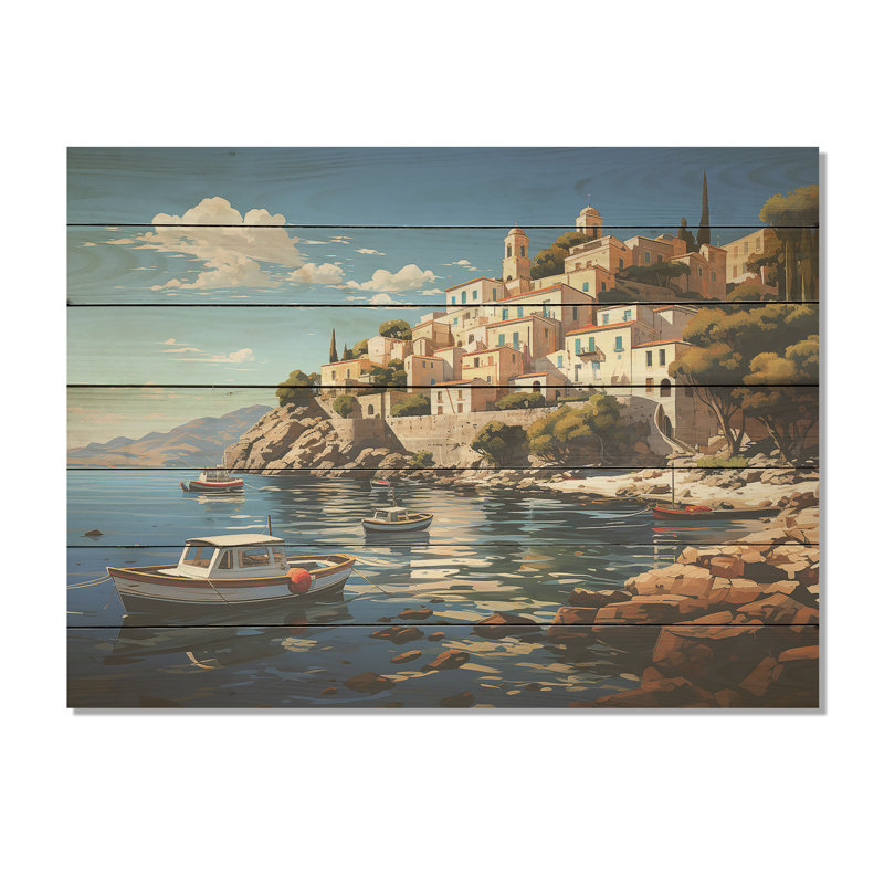 Capri, Italie, paysage côtier, rêve II - Italie, paysage sur bois, H 24 po x l 32 po