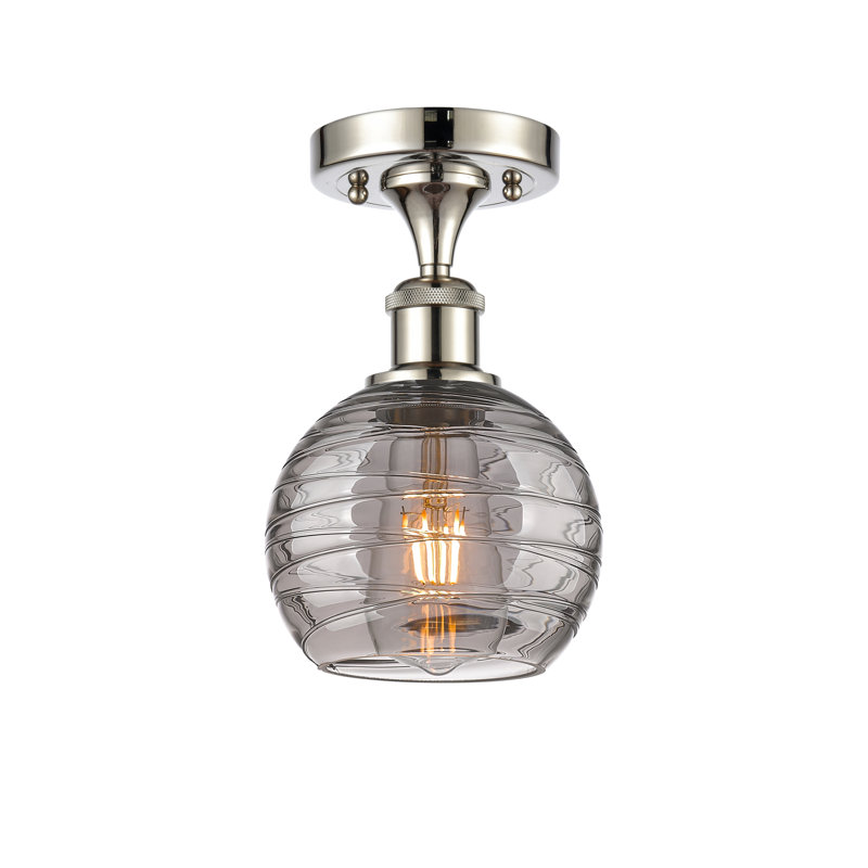 Plafonnier semi-encastré 1 lumière Wager, Nickel poli, H 9,38 po x l 10 po x P 10 po