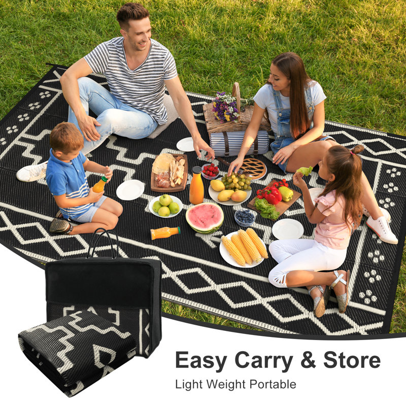 Botho Outdoor Rug Patio Waterproof Reversible Camping Rugs Plastic Straw Rv Rugs for Outside Under Awning Portable Lightweight Carpet for Backyard