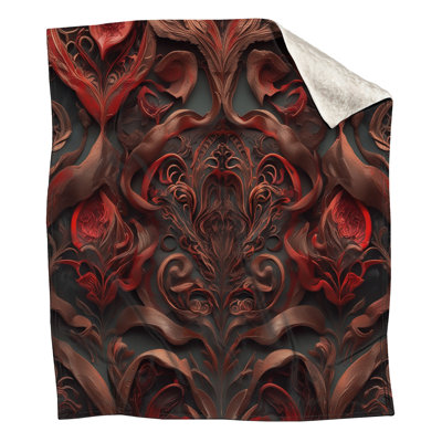 Intricate Red Floral Motif Blankets