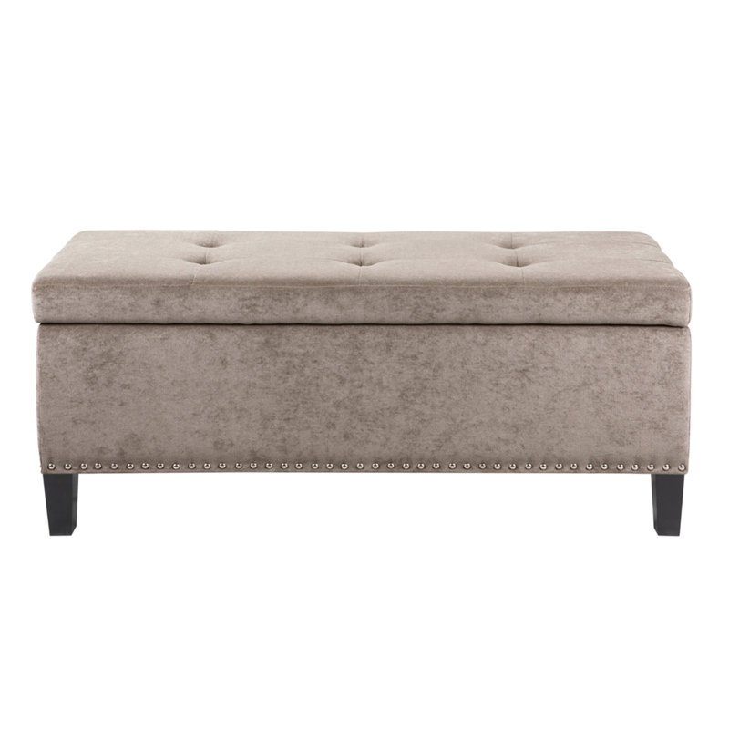 Banc de rangement capitonné à fermeture douce, Taupe