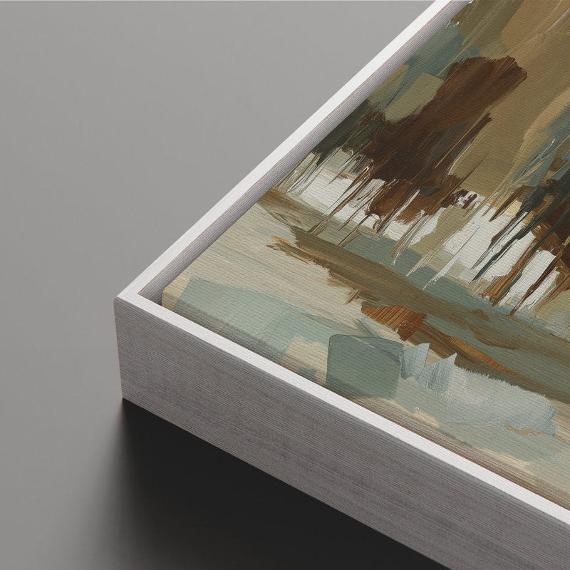 Art mural encadré sur toile - Arbres abstraits neutres et paysage - 16 po x 24 po, 24 po x 36 po, H 16 po x l 24 po, Blanc