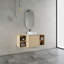 Meuble-lavabo mural 48 po avec lavabo d'art en céramique et 2 tablettes de rangement, porte à fermeture en douceur, emballage KD, contreplaqué