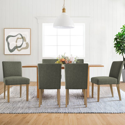 Dawniel Set of 6 Linen Upholstered 18.5'' Seat Height Solid Wood Dining Chair