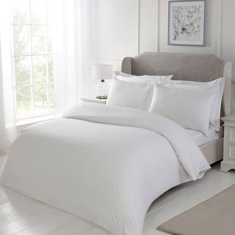 Cotton Striped Duvet Cover Set with Pillowcases, Super King Duvet + 2 Standard Pillowcases