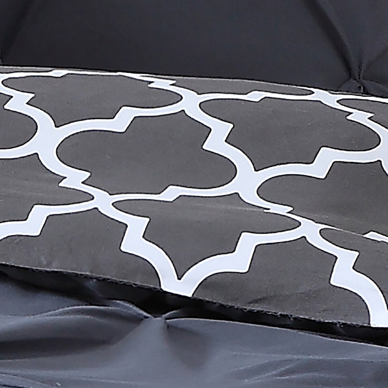 Ensemble d’édredon réversible, Édredon très grand, 2 taies décoratives et cous, Anthracite