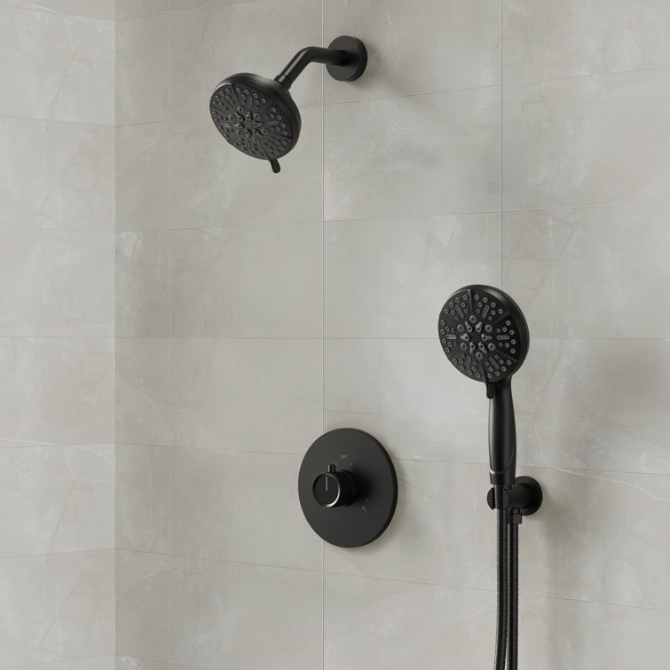 Dual-Function Shower Faucet System, Showerhead and Hand Shower with 5 Spray Settings