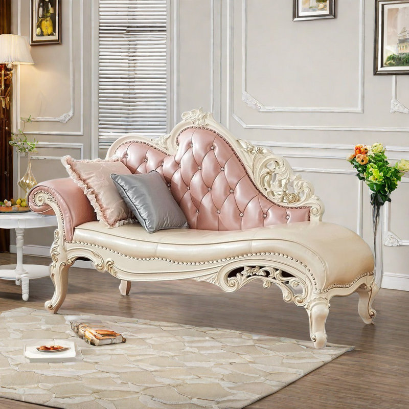 Canapé de luxe en bois massif American, Beige / Rose, Beige