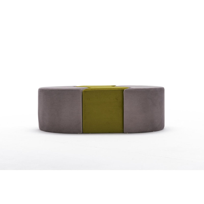 Leila 83cm Wide No Pattern Pouffe Ottoman, Grey/Green