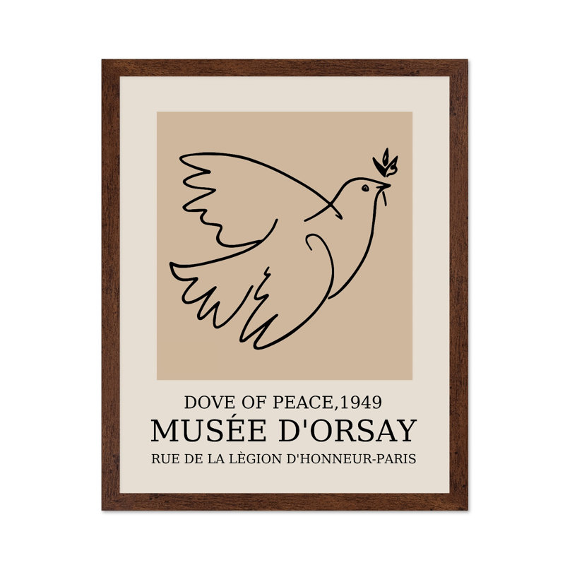 Picasso - Dove of Peace, Poster, 12"H x 16"W, Brown Framed