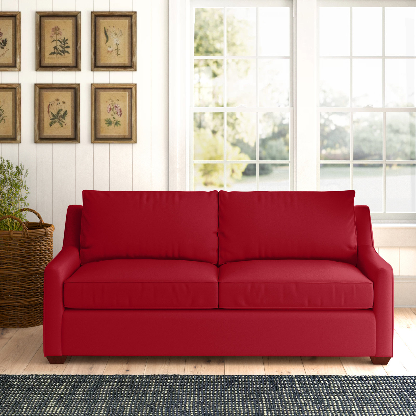 Gemi 72" Linen Sofa Bed, Bayou Flame Canvas