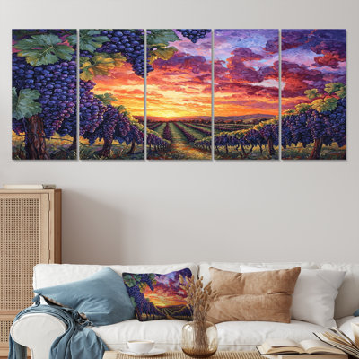 «Vineyard At California Sunset II» - Art mural sur toile - Art mural traditionnel sur toile