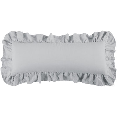 Luna Washed Linen Romantic Shabby Elegance Farmhouse 14x36 inch Ruffled Lumbar Pillow