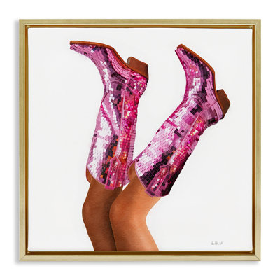 Pink Glam Cowgirl Boots Floating Frame, design by Amanda Greenwood