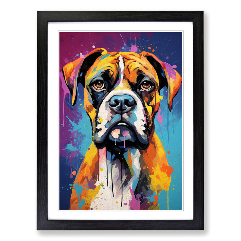 Boxer Dog Abstract - Framed Print, Black, 46cm H x 34cm W x 2cm D