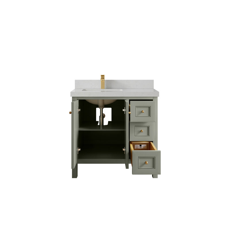 Nashville X P 22 po De salle de bain Quartz, Evergreen, Or brossé, Quartz de Carrare