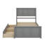 Structure de lit simple avec 2 tiroirs de rangement, lit plateforme en bois avec tête de lit-131213776