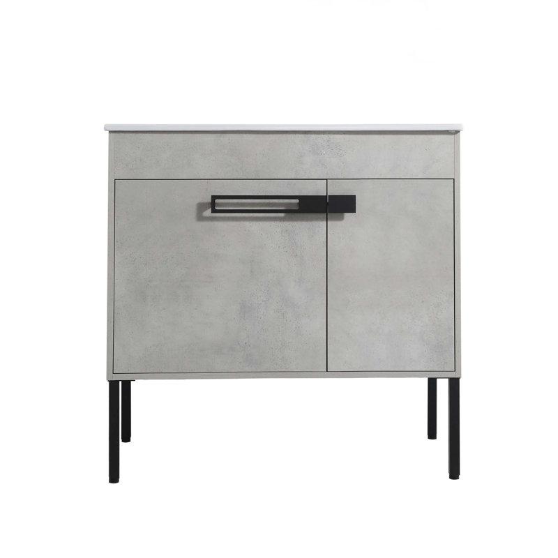 Ensemble de meuble-lavabo simple 36 po avec plateau en céramique Donniesha, Gris