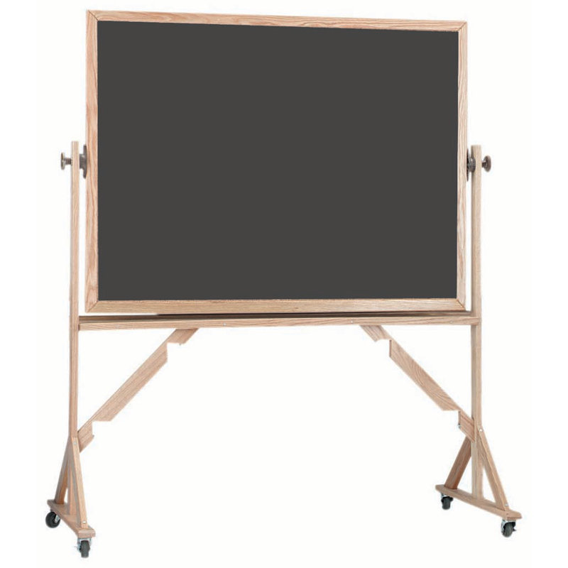 Freestanding Porcelain Reversible Magnetic Medium - 4' - 6' Chalkboard, 4' H x 6' W, Slate