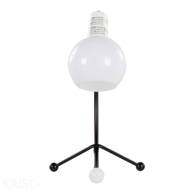 Lampe de travail contemporaine Eileen avec abat-jour en métal noir et plastique blanc, Noir