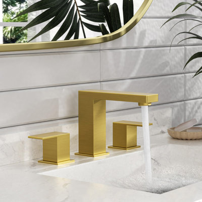 2 Handles 3 Holes Bathroom Sink Faucet With Pop Up Drain