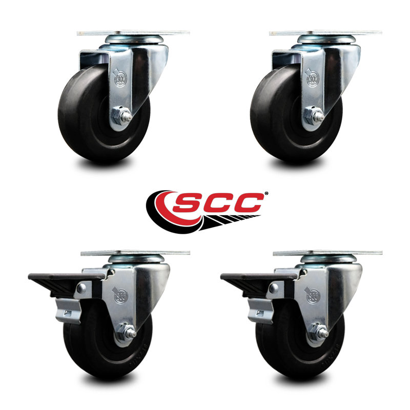 4 Piece Hard Rubber Caster Set