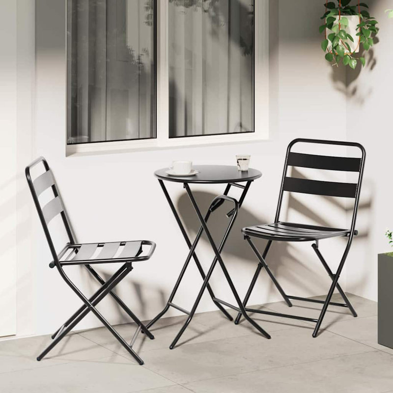 Bistro Set Folding 3 Pcs Steel, Anthracite