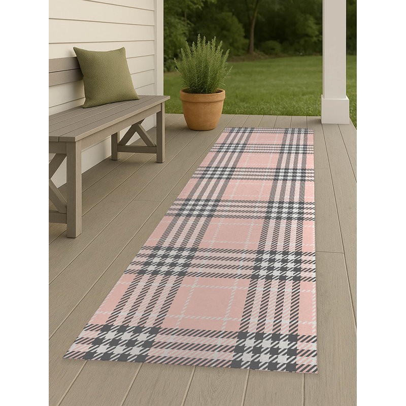 Christopher's Plaid Non-Slip Outdoor Rug, Runner 2'6" x 8'