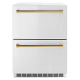 ZLINE Autograph Edition 24 In. Touchstone Refrigerator Drawer in Black Matte and Gold