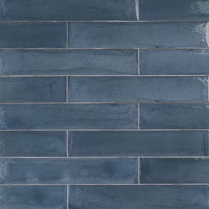 Paint 3x16 Glossy Porcelain Tile, Blu Notte