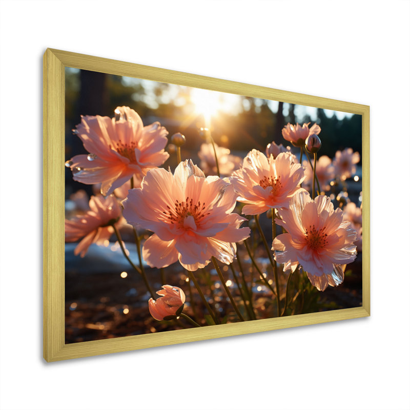 Carnations Field I, reproduction d'art sur toile, Encadrement doré, H 30 po x l 40 po x P 1,5 po