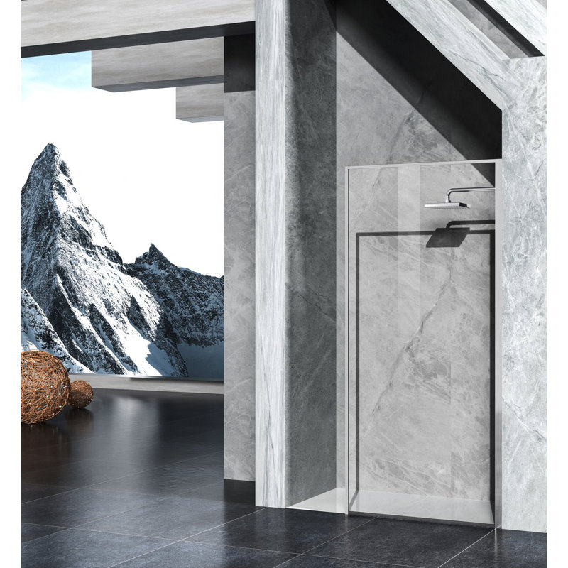 35'' - W x 76'' H Door Framed Fixed Glass Panel with, Nickel