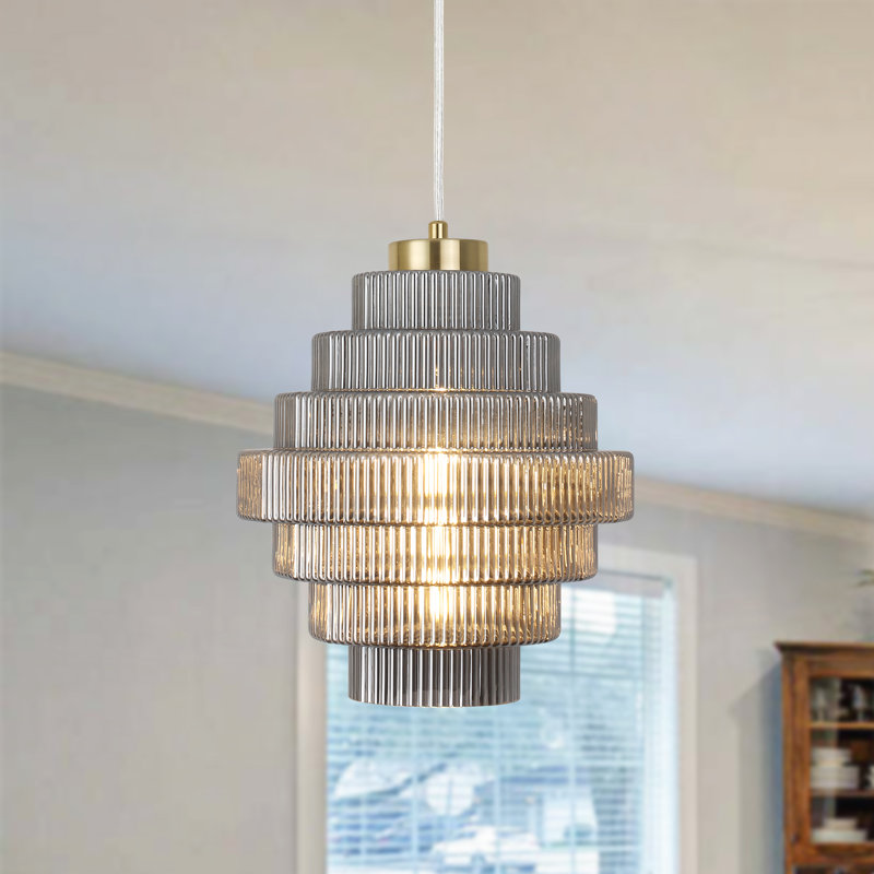 Luminaire suspendu à 1 lumière Raylie, Gris fumée