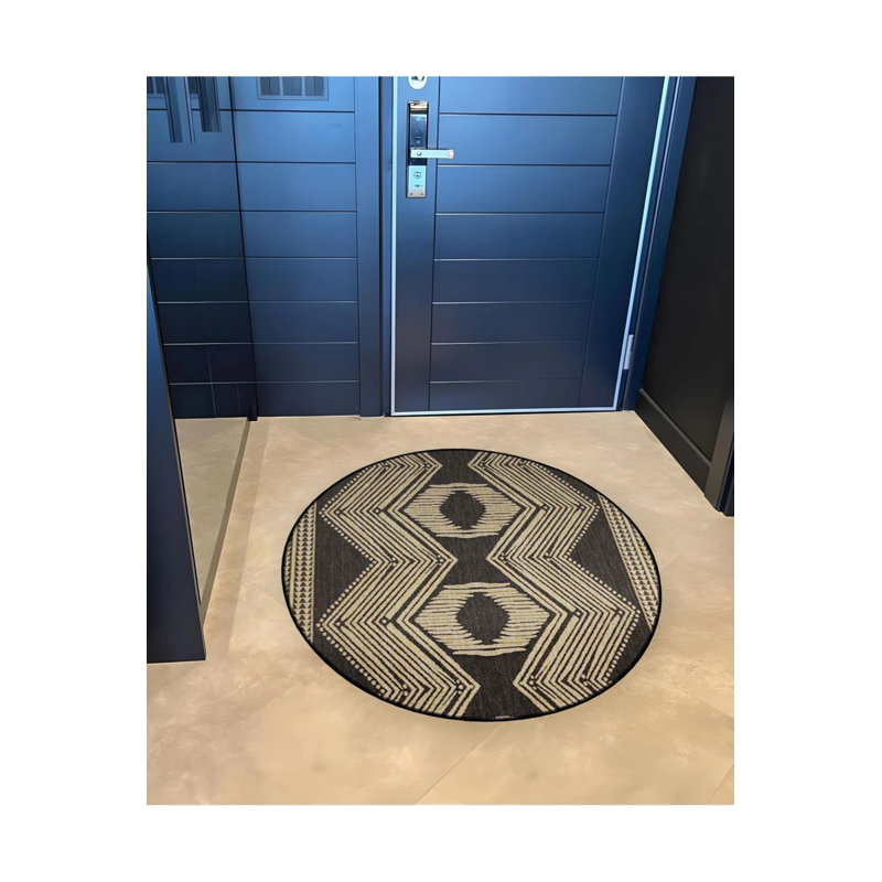 Brown Beige Themed Traditional Patterned Round Woven Base Vintage Decorative Carpet, Round 3'4"