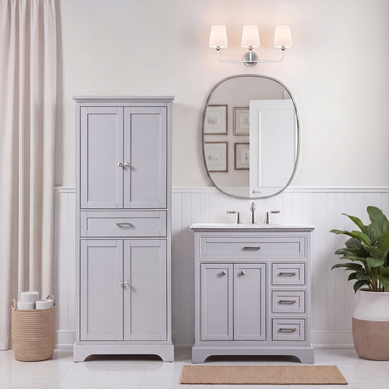Meuble-lavabo simple 32 po Hermes, Gris
