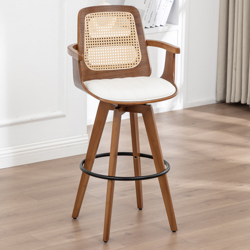 Swivel Upholstered Counter Stool, Counter Stool (66cm Seat Height), Beige