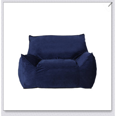 Allea Velveteen Bean Bag Chair With Armrests, Soft And Stylish Seating For Modern Living Spaces, Navy Blue