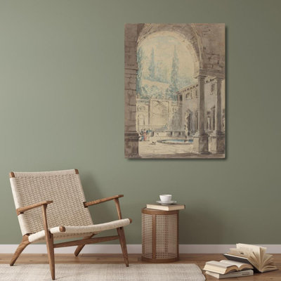 "Courtyard of the Villa Pliniana" by  Follower Of Hubert Robert - Gallery Wrap Canvas Wall Art