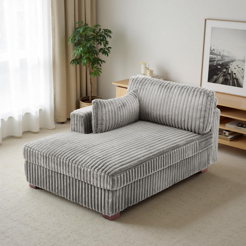 Chaise longue surdimensionnée en flanelle de fourrure de lapin gris clair avec accoudoirs et coussins Bentura, Gris clair