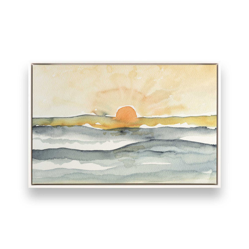 Horizon doux, H 12,75 po x l 18,75 po, Blanc opaque, Toile avec cadre