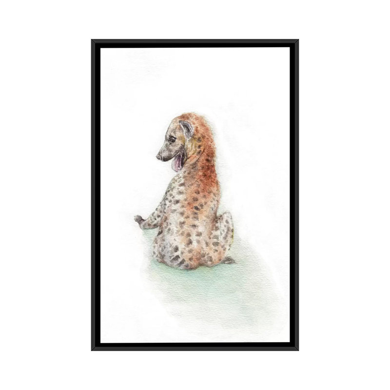 « ludique hyena », reproduction sur toile tendue, H 26 po x l 18 po x P 1,5 po, Toile encadrée noire, Pas de tapis