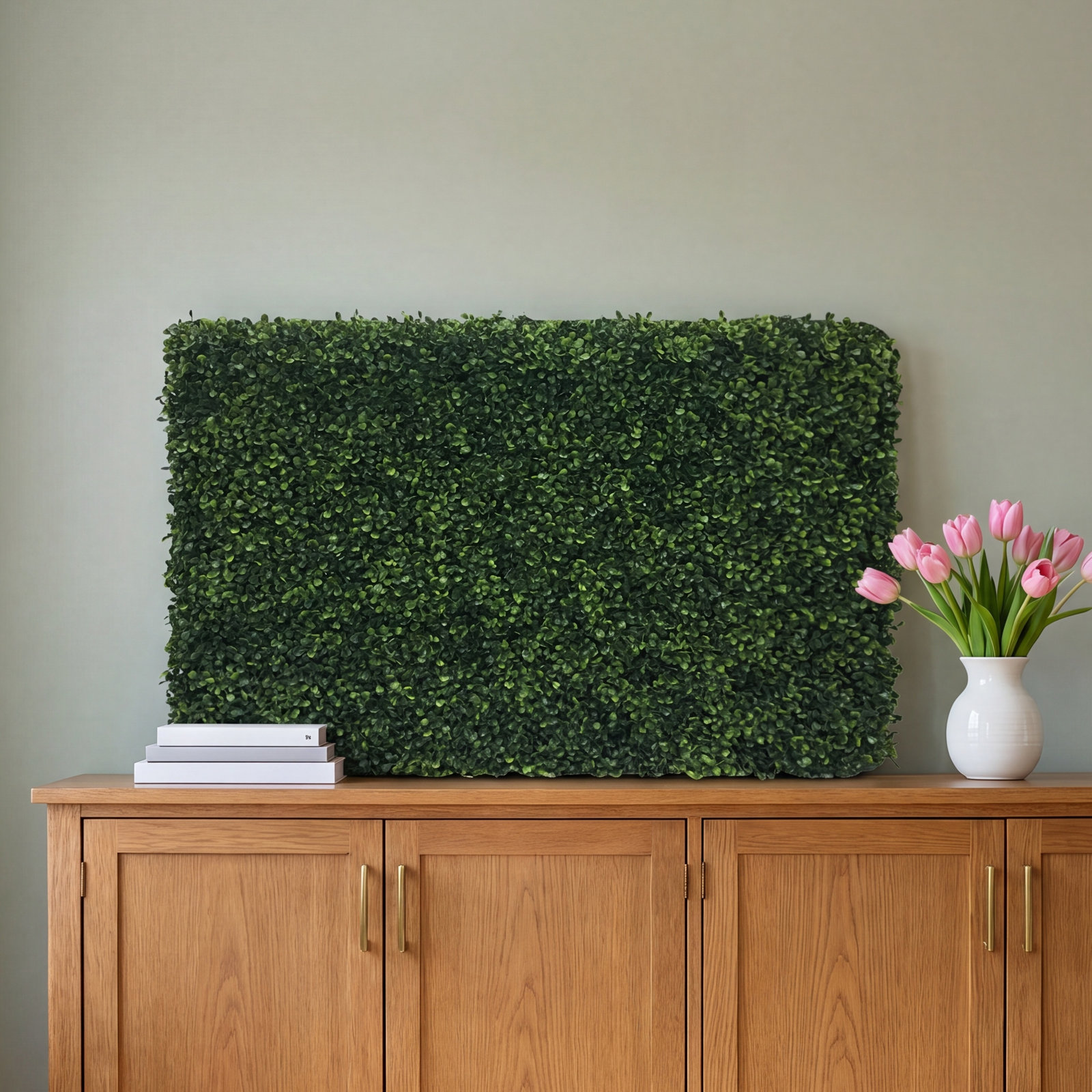 Boxwood Hedge with Base Included, 24" H x 36" W x 12" D