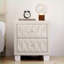 Table de chevet 2 tiroirs en velours beige avec poignées en cristal, facile à assembler-405100356